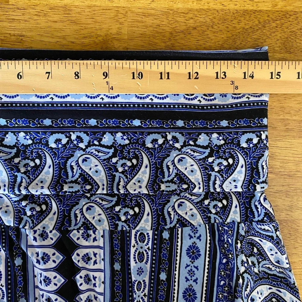 INC International Concepts Paisley Maxi‎ Skirt Women's Medium Blue Stretch Y2K